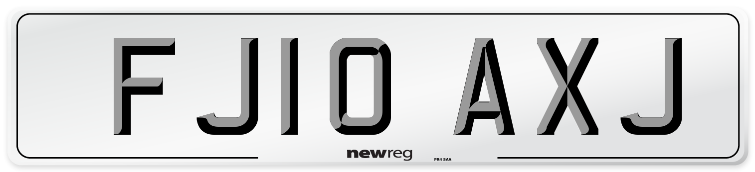 FJ10 AXJ Number Plate from New Reg